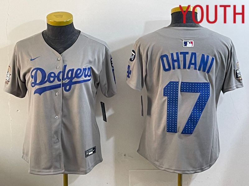 Youth Los Angeles Dodgers #17 Ohtani Grey Game 2024 Nike MLB Jersey style 12055->youth mlb jersey->Youth Jersey